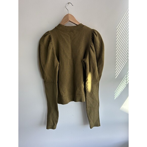 ULLA JOHNSON Philo Pullover Fatigue Green Puff Sleeves Pullover Size P X-Small - Picture 10 of 13